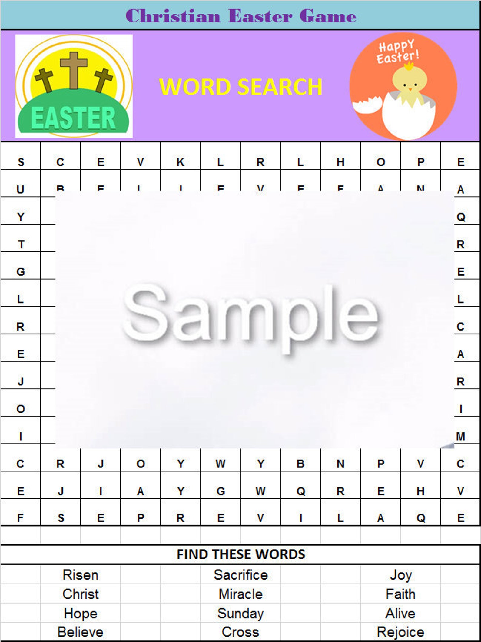 Free Printable Bible Easter Word Search