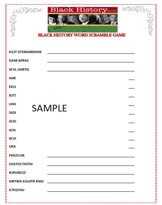 Black History Month Word Game Very Fun And Easy To Play Etsy