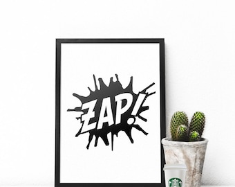 ZAP! Print - One Direction Zayn Malik Tattoo Print, Comic book Print, One Direction Print, Tattoo Print, Superhero Print, Superhero Wall Art