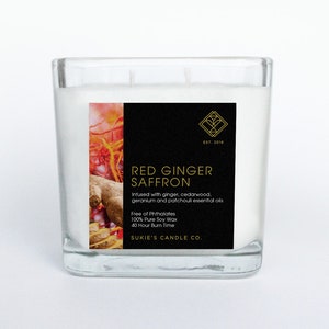 Red Ginger Saffron 100% Pure Soy Double Wick Candle image 1