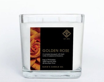 New! Golden Rose 100% Pure Soy Double Wick Candle