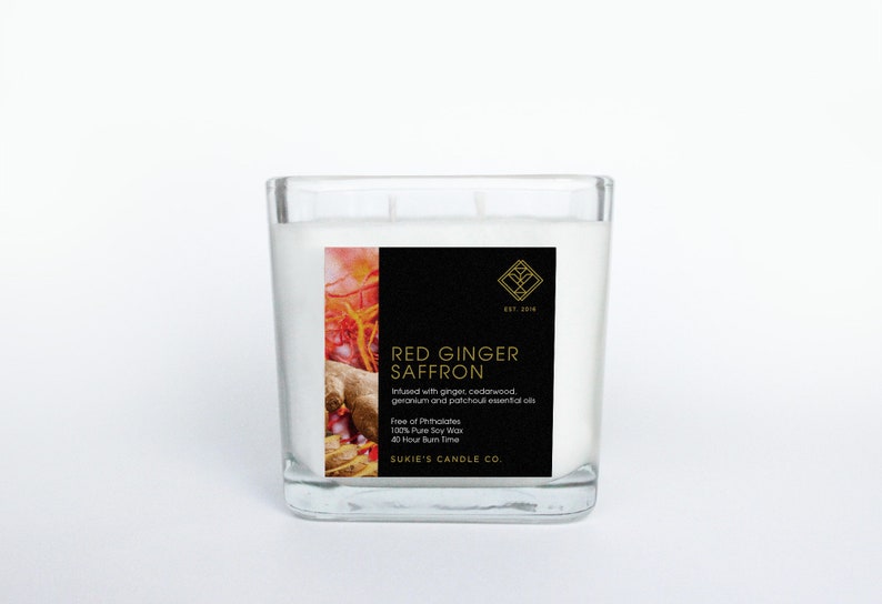 Red Ginger Saffron 100% Pure Soy Double Wick Candle image 1