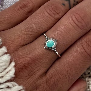 Natural Turquoise Shell Ring, Sterling Silver Handmade Shell Jewelry, Boho Ocean Inspired Ring for Women