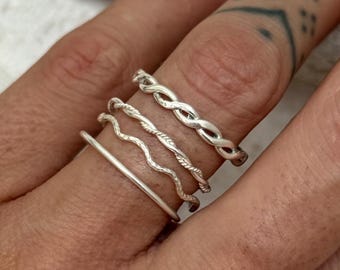 Sterling Silver Stacking Ring – Thin Silver Band, Dainty Minimalist Ring, Stackable Jewelry