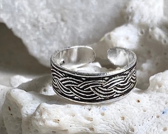 Sterling Silver Toe Ring, Summer Boho Jewelry, Adjustable Midi Ring