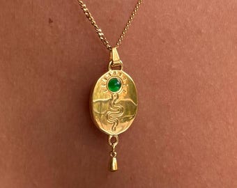 Gold Snake Necklace, 18K Gold Serpent Pendant, Minimalist Snake Charm Necklace