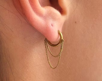 Gold Chain Hoop Earrings – Waterproof Huggie Hoops – Dainty Everyday Earrings