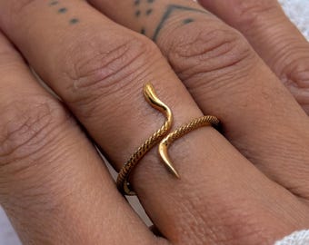 Snake Ring – Gold Wrap Ring Adjustable – Serpent Ring for Women