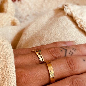 SOL 18K Gold Band Ring, Tarnish Resistant Plated Sun Ring, Gold Sun ring, Ring Set, Cosmic ring, Sun ring, Band Ring