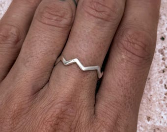 Zigzag Sterling Silver Ring – Minimal 925 Geometric Band, Modern Stackable Silver Jewelry