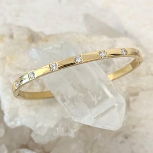 Classic Gold Bangle, 18K Gold Tarnish-Resistant Bangle, Dainty Zircon Gold Bangle, Simple Gold plated Shower-Friendly Bangle