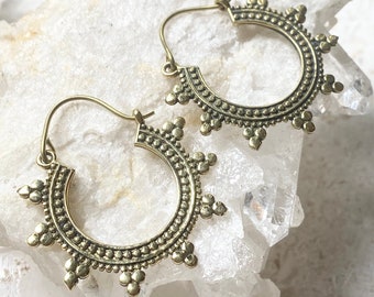 LALITA~ Dainty Gold Hoop Earrings, Dangle Drop Earrings , small Gold hoop Earrings, Brass Hoop Earrings, Dainty Gold Hoops