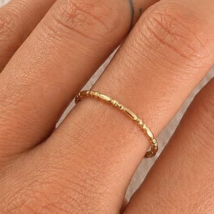 Thin Gold Stacking Ring, 18K Gold Band, Dainty Minimalist Ring, Delicate Stackable Jewelry