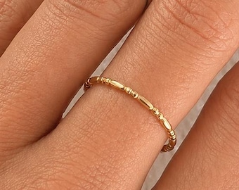 Thin Gold Stacking Ring, 18K Gold Band, Dainty Minimalist Ring, Delicate Stackable Jewelry