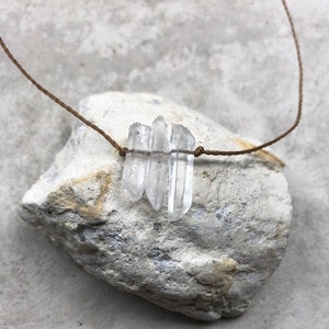 Handmade Quartz Trio Necklace, dainty Gemstone Necklace, Crystal choker, Beaded choker, Adjustable Quartz necklace , Personalized gifts,