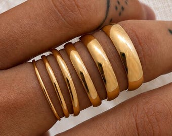 Thin Gold Stacking Ring, 18K Gold Band, Dainty Minimalist Ring, Delicate Stackable Jewelry
