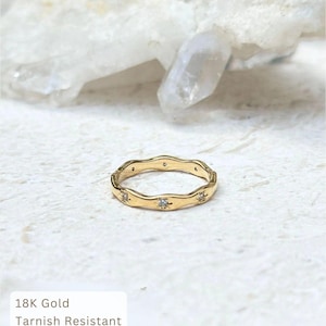 Northern Star 18K Gold Star Ring, Tarnish Resistant Waterproof Gold Band, Zircon Star Stacking Ring, Minimal Gift for Her image 5