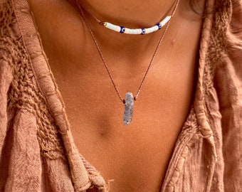 AZUL ZEN Raw Kyanite adjustable necklace, Small Kyanite crystal choker necklace , Personalized gifts,