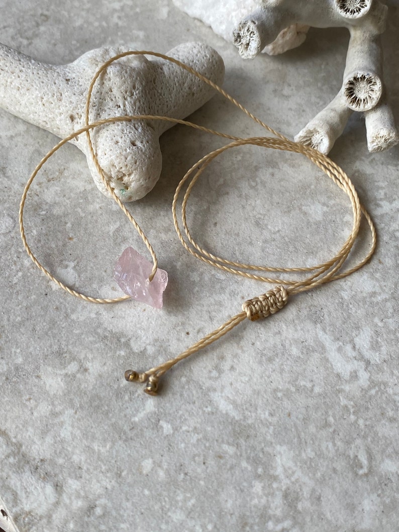 tiny Rose Quartz choker crystal necklace adjustable necklace Rose Quartz choker necklace