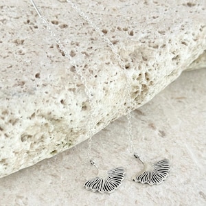 Ginkgo Leaf Threader Earrings, Sterling Silver Drop Earrings, Minimal Nature Jewelry, Boho Botanical Earrings, Lightweight Gift for Her