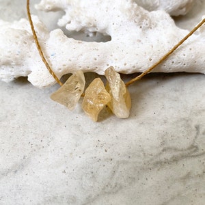 Citrine Gemstone Choker, Healing Crystal Necklace, Handmade Boho Jewelry, Adjustable Dainty Gift, November Birthstone