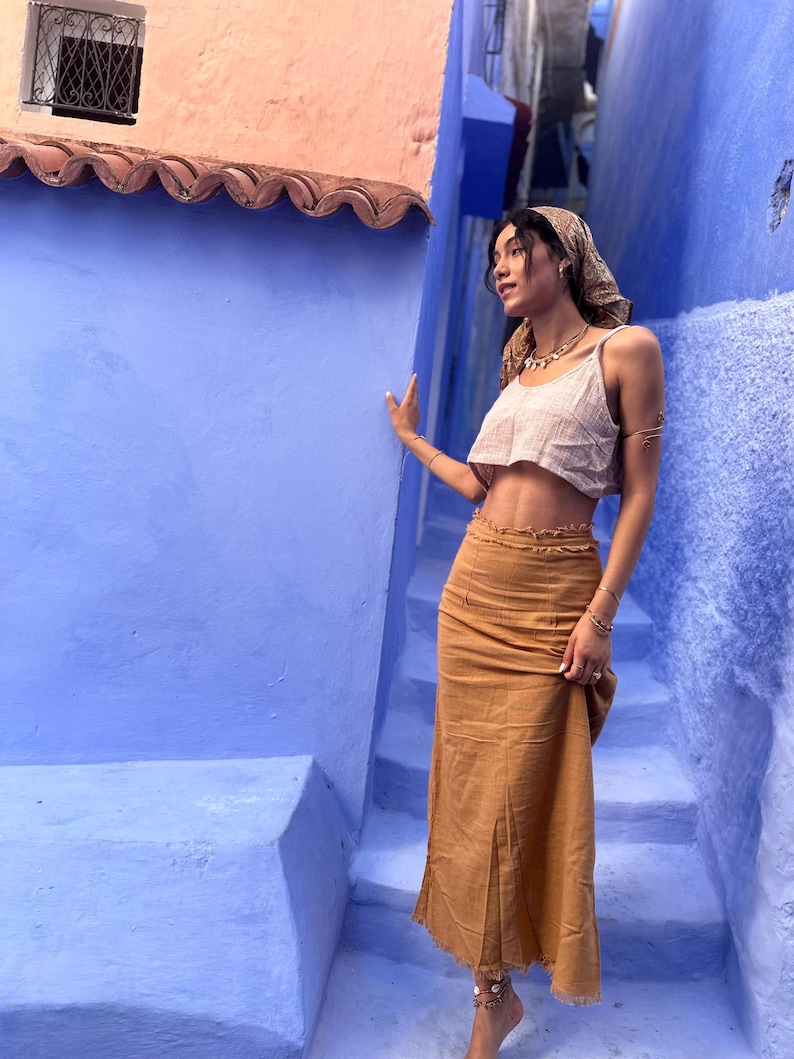 LUCIA Natural Cotton skirt, Cotton Boho Skirt, Boho Natural Clothing, Long Caramel Skirt, Maxi Skirt image 2