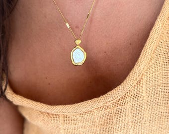 Bridesmaid Necklace – Waterproof Gold Pendant Necklace – 18K Gold Bonded Steel