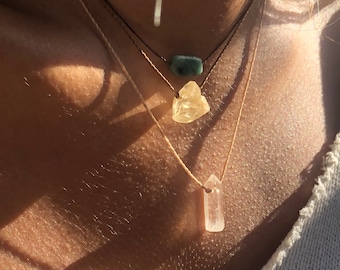 Citrine Abundance choker necklace, adjustable necklace, crystal necklace, tiny citrine choker, raw crystal necklace , Personalized gifts,