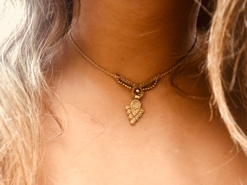 Bohemian soul choker/ headpiece/ armband, adjustable, boho necklace with brass beads , Personalized gifts, image 1