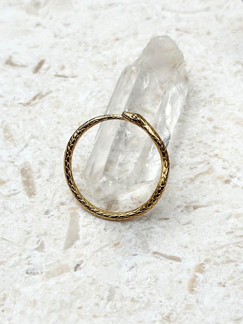 OUROBOROS 18K Gold Serpent Ring, Tarnish Resistant Plated Snake Ring, Dainty Gold snake rings, serpent rings, Dainty stacking ring image 8