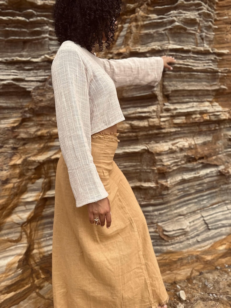 LUCIA Natural Cotton skirt, Cotton Boho Skirt, Boho Natural Clothing, Long Caramel Skirt, Maxi Skirt image 3