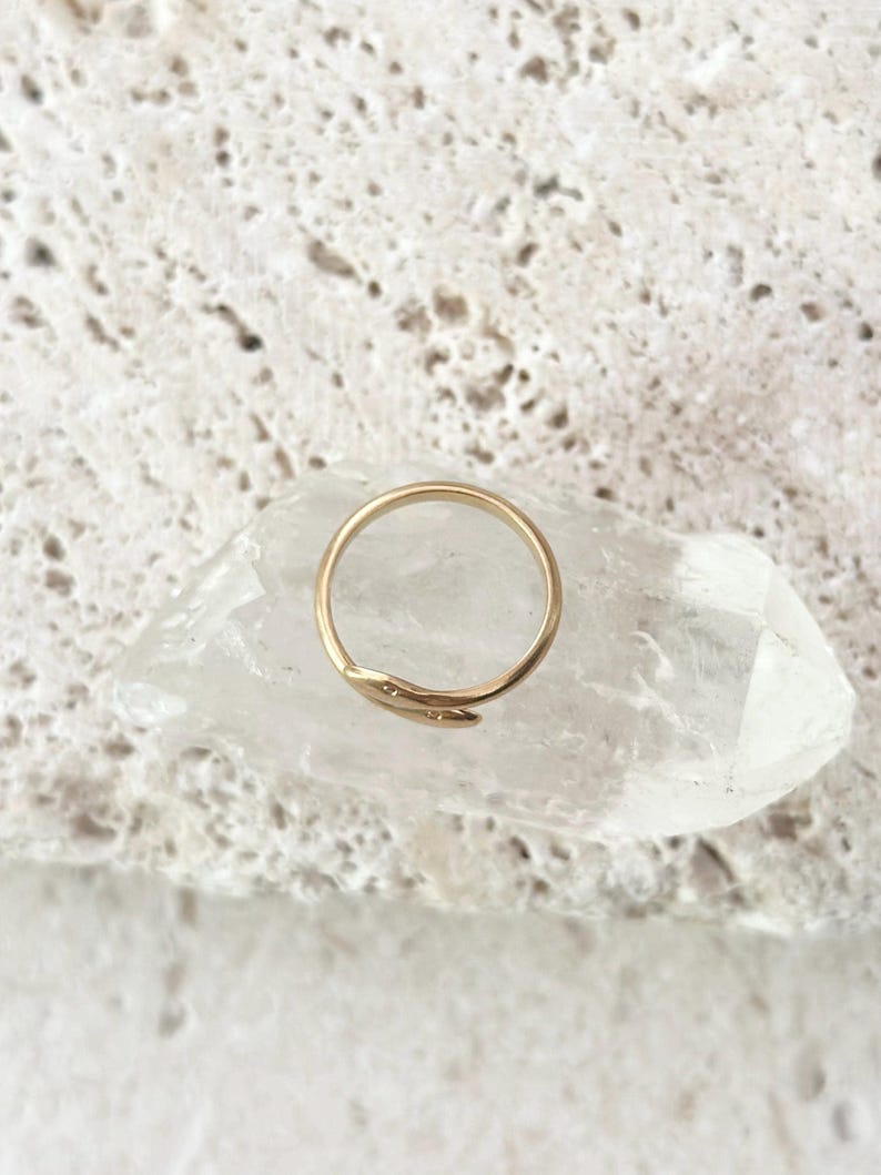 18K Gold Serpent Ring Kundalini Rising • Adjustable Snake Jewelry • Dainty Stacking Ring • Tarnish Resistant Gold Gift for Her image 8