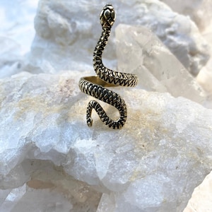 Gold Serpent Ring, Adjustable Gold Snake Ring, Animal Gold Serpent Ring, Boho Gold Snake Ring, Snake Antique Jewelry, Reptile Snake Gifts