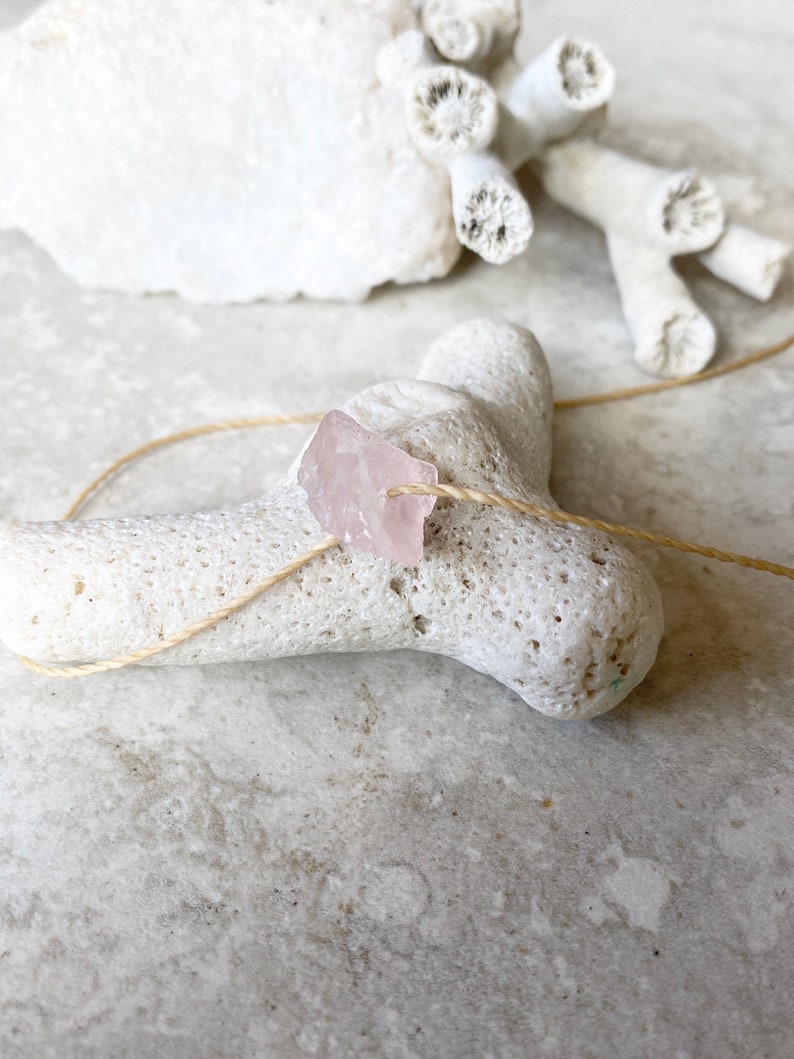 tiny Rose Quartz choker crystal necklace adjustable necklace Rose Quartz choker necklace