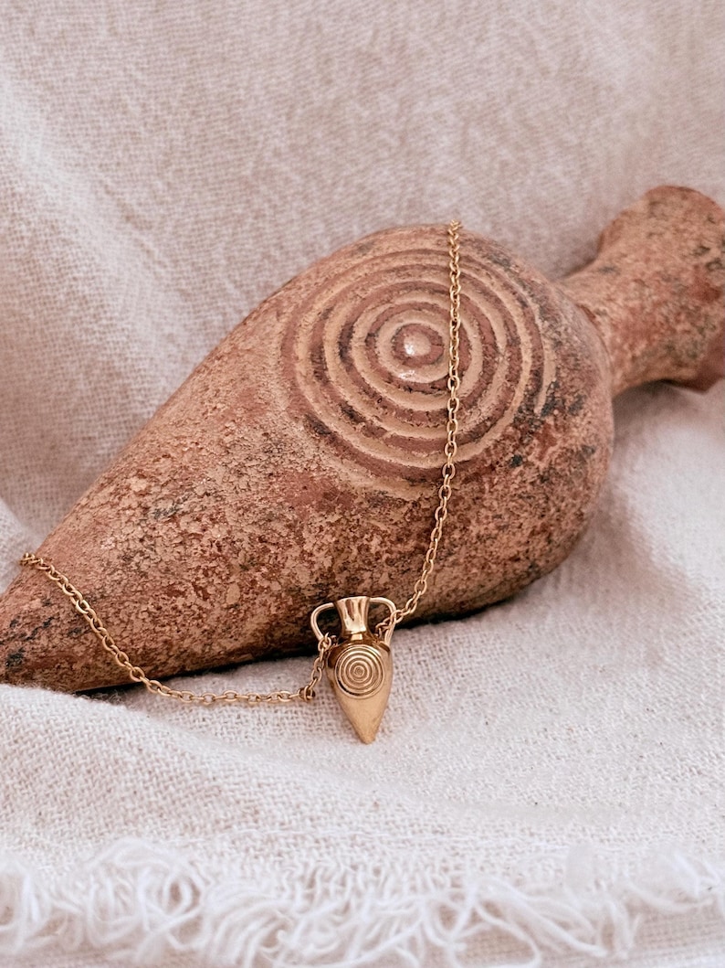 Ancient Amphora Necklace, Greek Vase Pendant, Mythology Talisman Necklace, Ancient Greek Jewelry, Archaeology Inspired Gift image 11