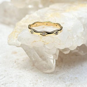 Northern Star 18K Gold Star Ring, Tarnish Resistant Waterproof Gold Band, Zircon Star Stacking Ring, Minimal Gift for Her image 2