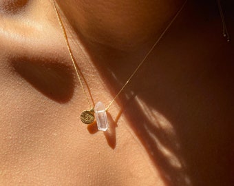 Tiny Quartz Sol healer necklace, quartz necklace, crystal necklace, quartz choker , Personalized gifts,