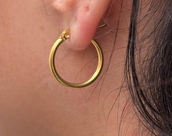 Small 18k Gold Hoop Earrings – Gold Bonded Waterproof Everyday Hoops