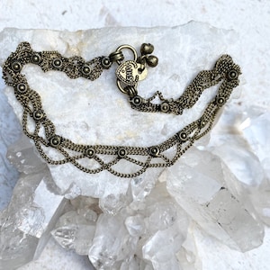 Nomadic Soul anklet, brass boho gold charm anklet