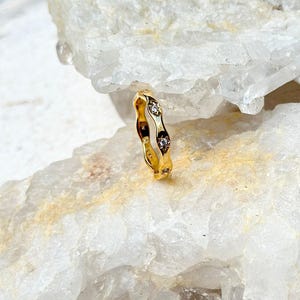 Northern Star 18K Gold Star Ring, Tarnish Resistant Waterproof Gold Band, Zircon Star Stacking Ring, Minimal Gift for Her image 3