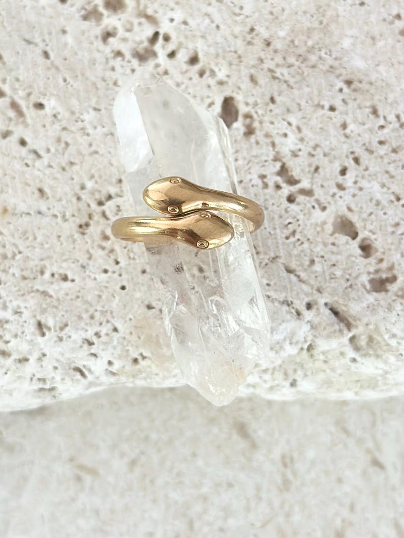 18K Gold Serpent Ring Kundalini Rising • Adjustable Snake Jewelry • Dainty Stacking Ring • Tarnish Resistant Gold Gift for Her image 2