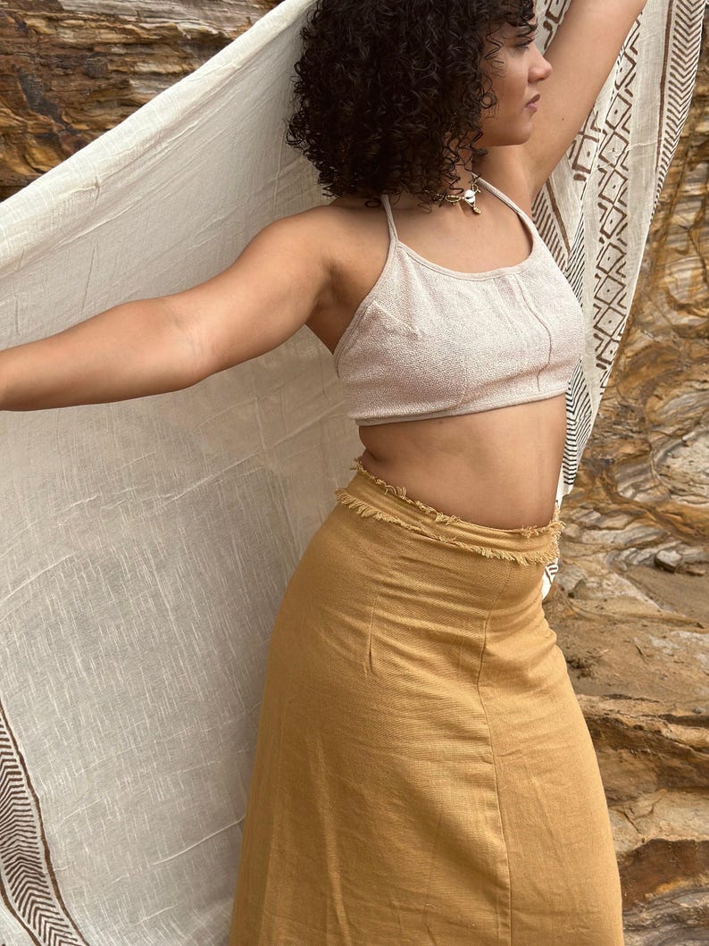 LUCIA Natural Cotton skirt, Cotton Boho Skirt, Boho Natural Clothing, Long Caramel Skirt, Maxi Skirt image 7