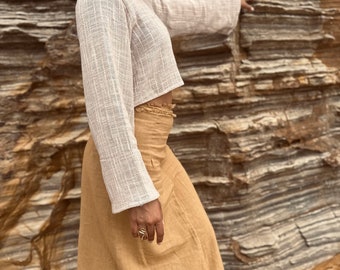 LUCIA Natural Cotton skirt, Cotton Boho Skirt, Boho Natural Clothing, Long Caramel Skirt, Maxi Skirt