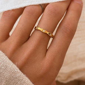 Northern Star 18K Gold Star Ring, Tarnish Resistant Waterproof Gold Band, Zircon Star Stacking Ring, Minimal Gift for Her image 7