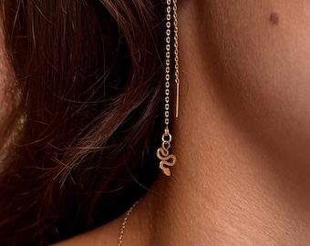 Snake Threader Earrings – Gold Serpent Chain Drops – Long Dangle Ear Threads