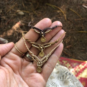 Shakti choker/ headpiece/ armband, adjustable, boho necklace with brass beads , Personalized gifts,