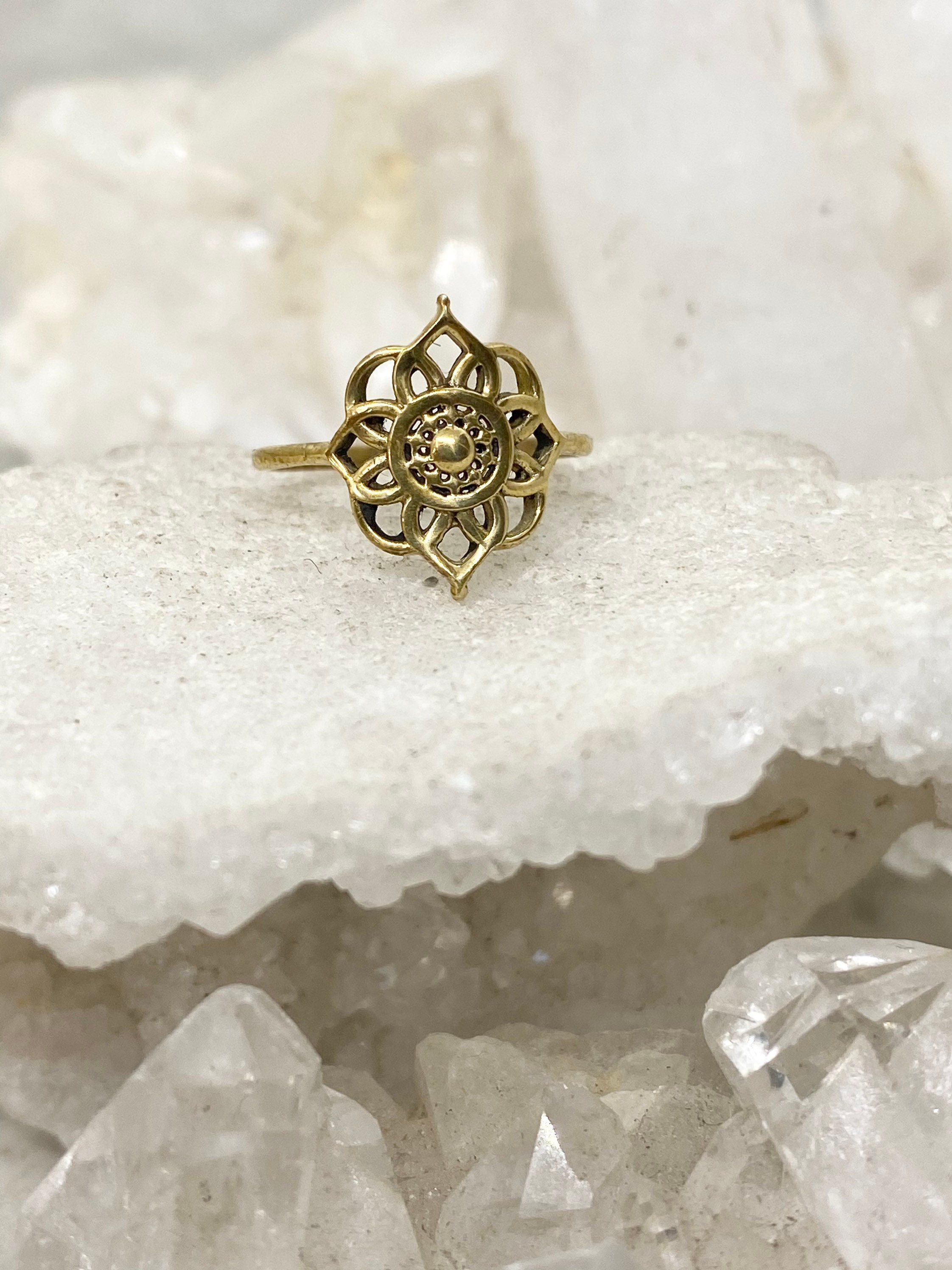 Lotus flower gold ring sale