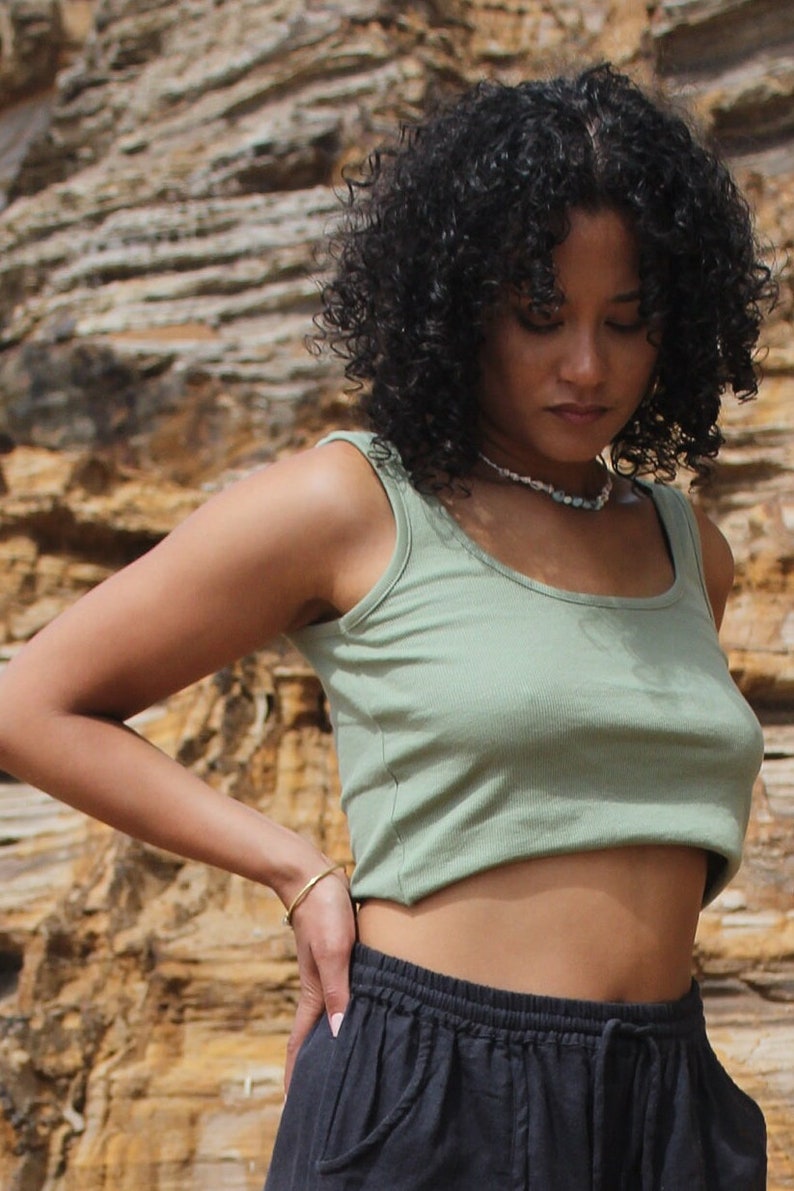 Organic Cotton Crop top, Ribbed organic cotton top, boho top, ribbed crop top image 7