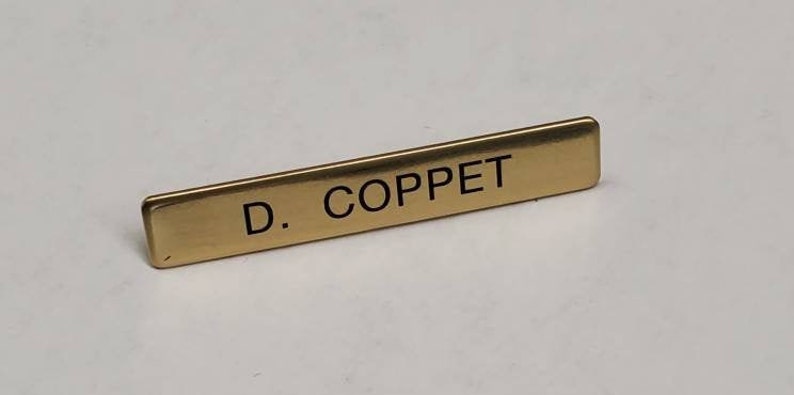 Engraved Metal Name Badges Security, Police, Fire, Military Nameplates Name Tag 3/8 x 2 1/4 Identification Clutch Backing image 4