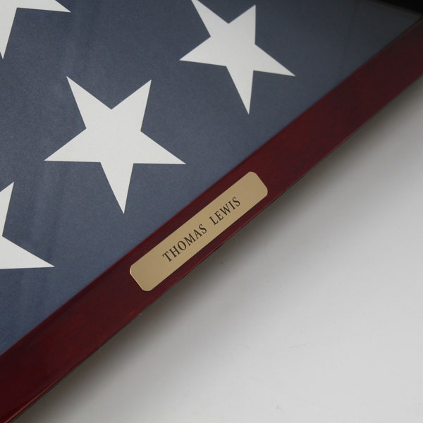 PLATE ONLY Custom Engraved Memorial Flag Case Name Plate, Presentation Display Brass Name Plate, Personalized Veteran Shadow Box Plate